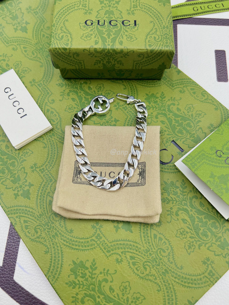 Gucci Interlocking Bracelet In Palladium Metal (1) - www.newkick.vip